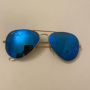 RayBan aviator blue flash lens sunglasses